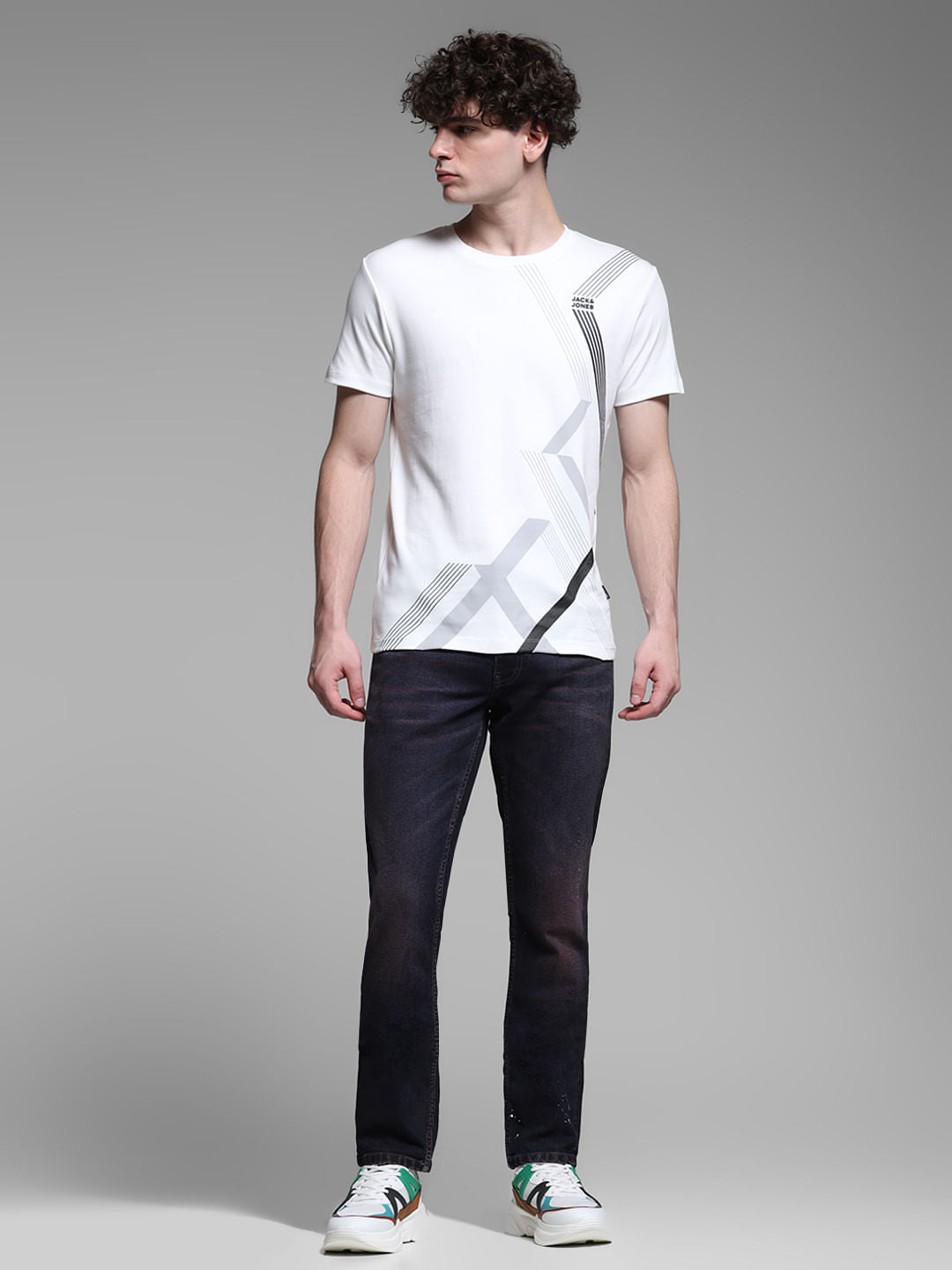 White Printed Cotton T-shirt