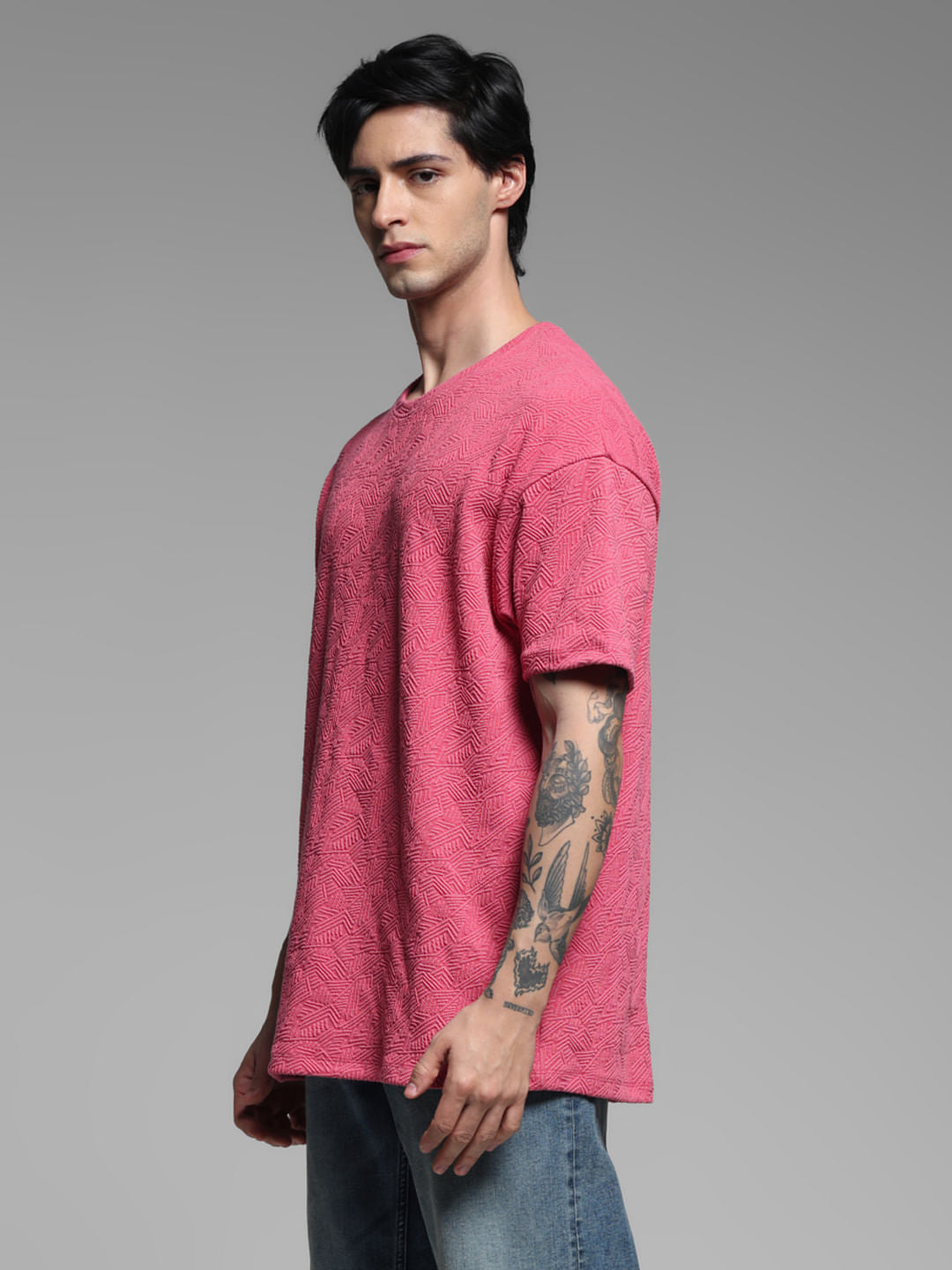 Pink Jacquard Oversized T-shirt