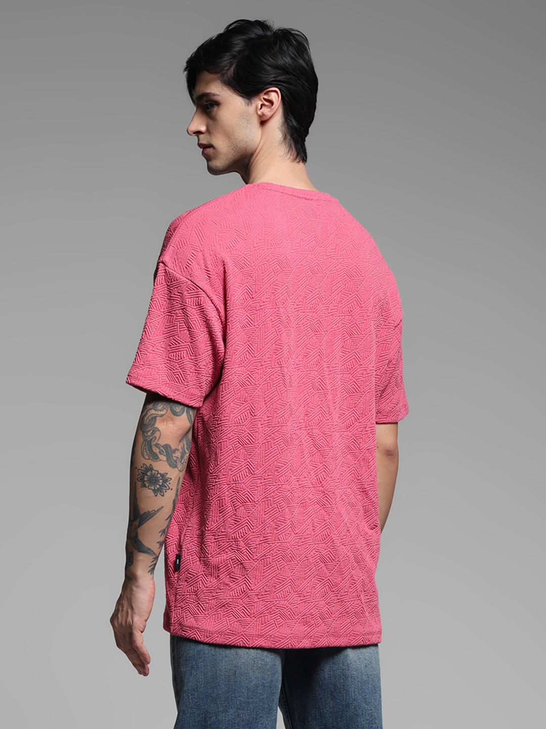 Pink Jacquard Oversized T-shirt