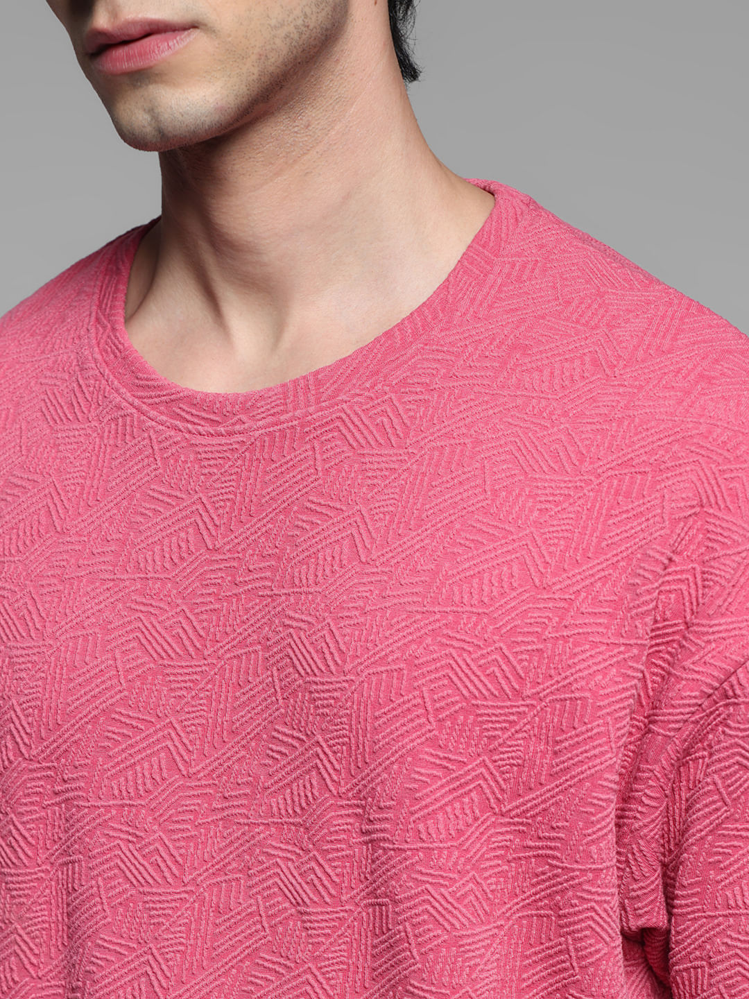 Pink Jacquard Oversized T-shirt