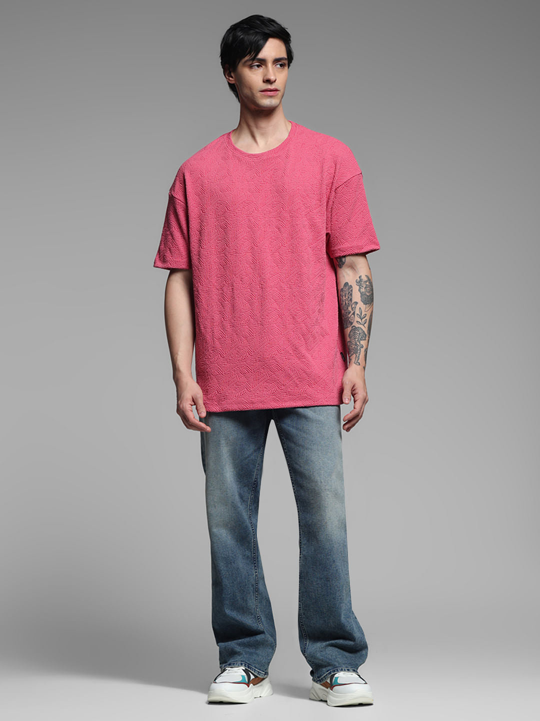 Pink Jacquard Oversized T-shirt
