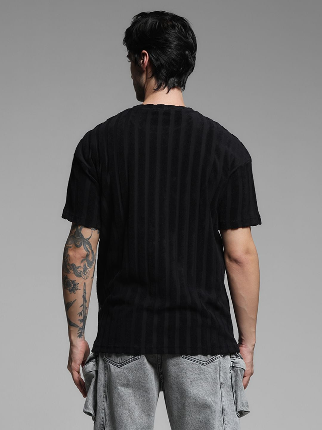 Black Striped Crew Neck T-shirt