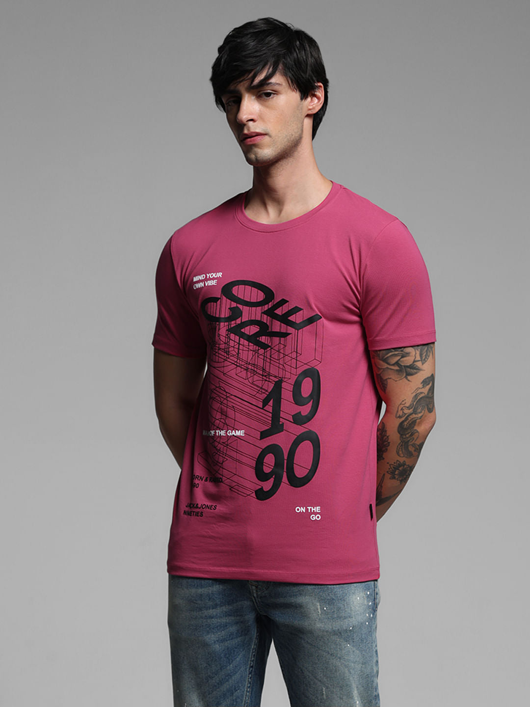 Red Printed Crew Neck T-shirt