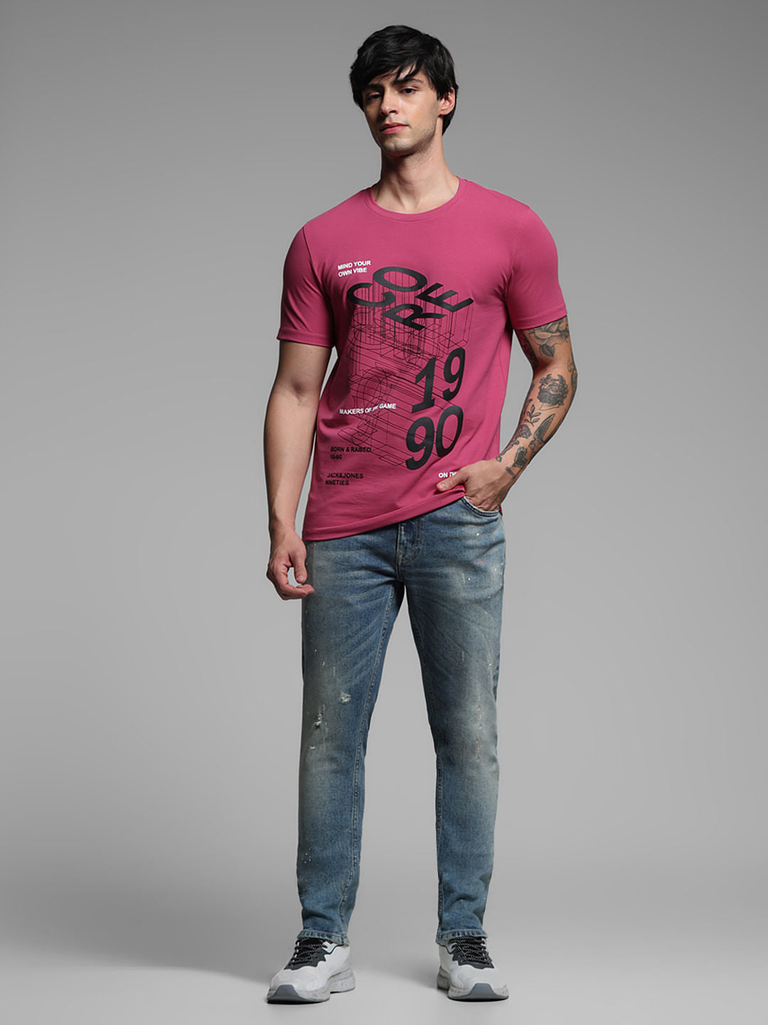 Red Printed Crew Neck T-shirt