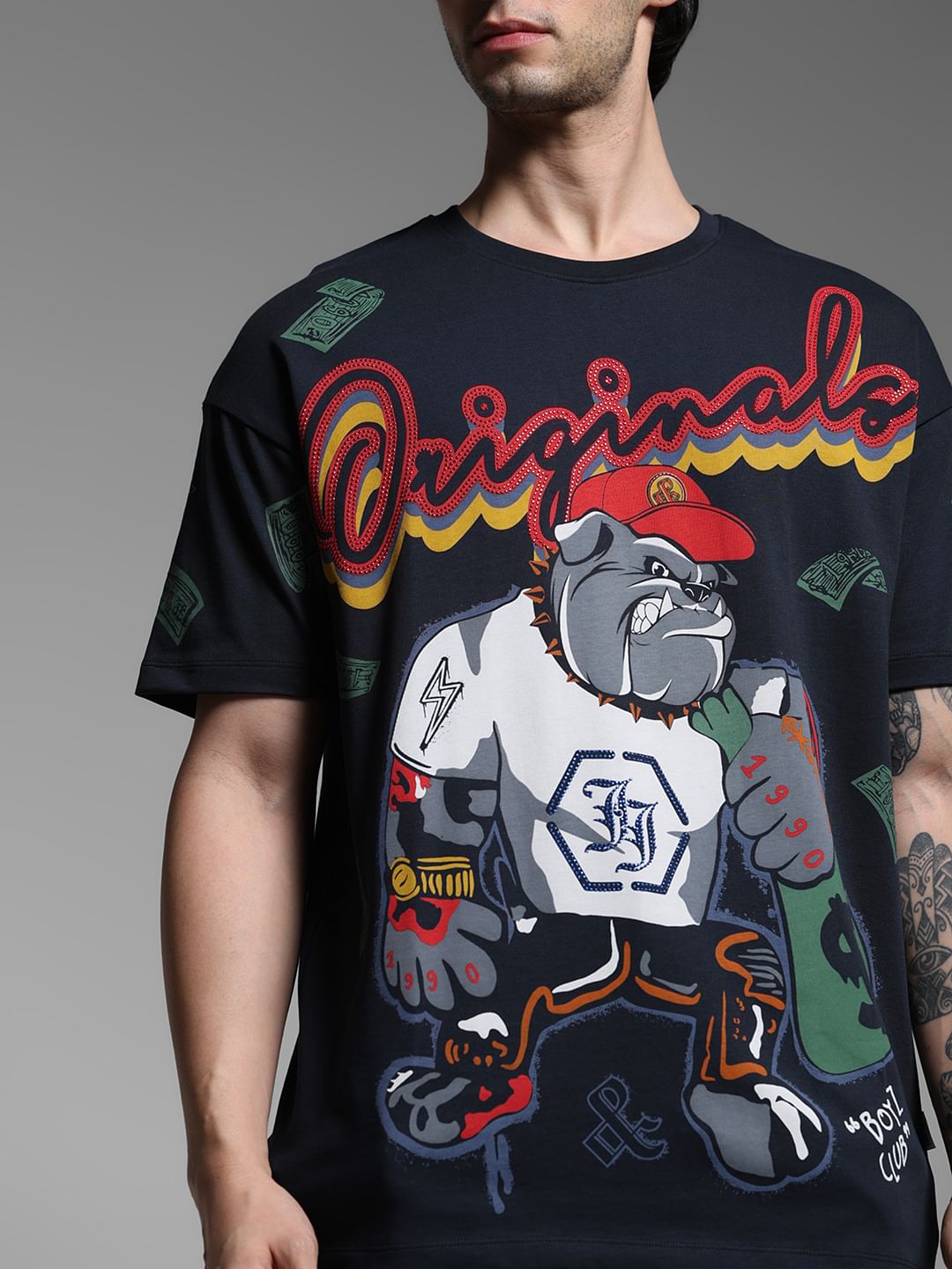 Blue Graphic Print Oversized T-shirt