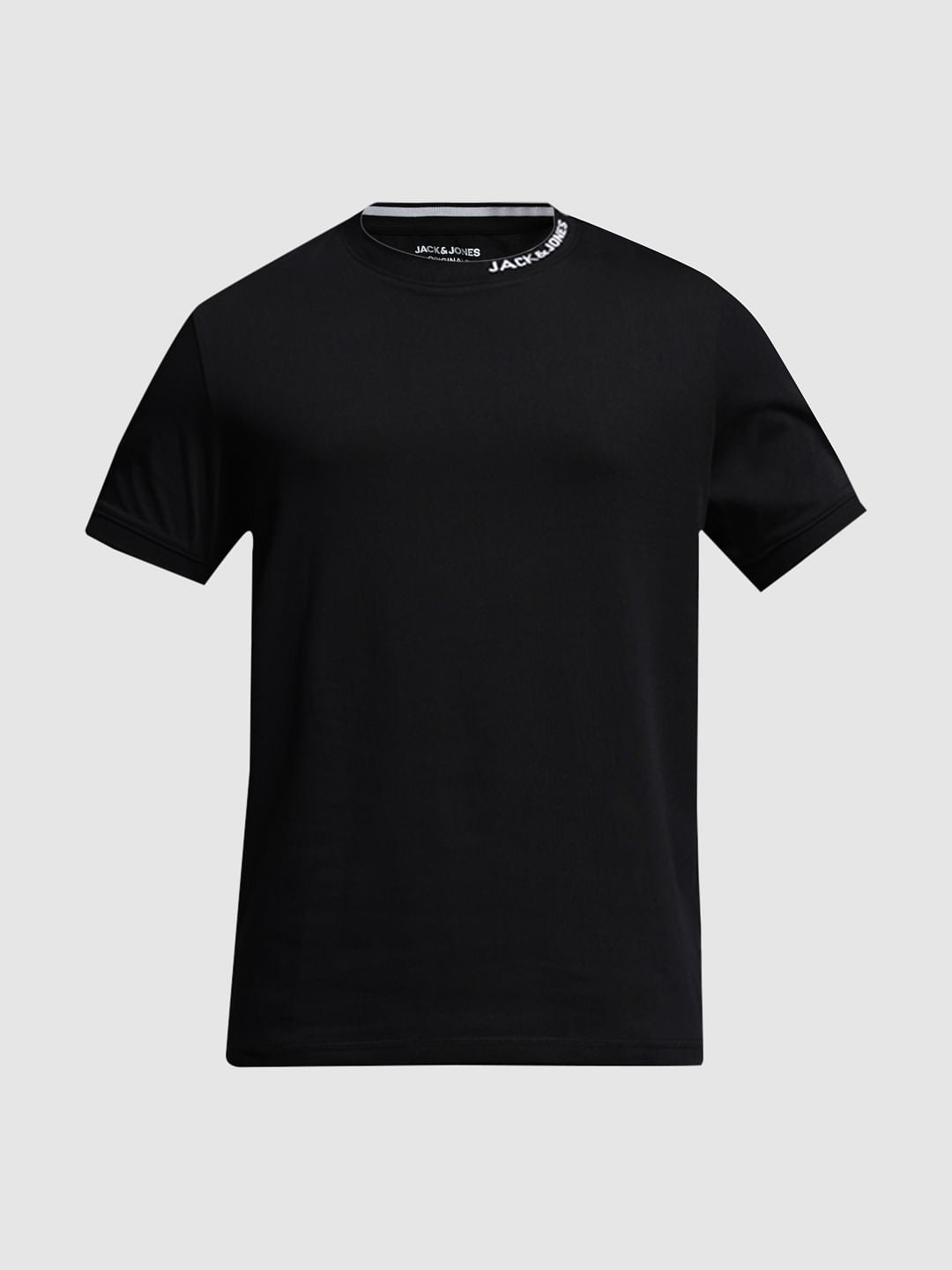 Black Logo Text Crew Neck T-shirt