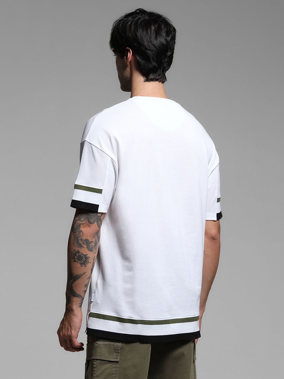 White Printed Drop Shoulder T-shirt
