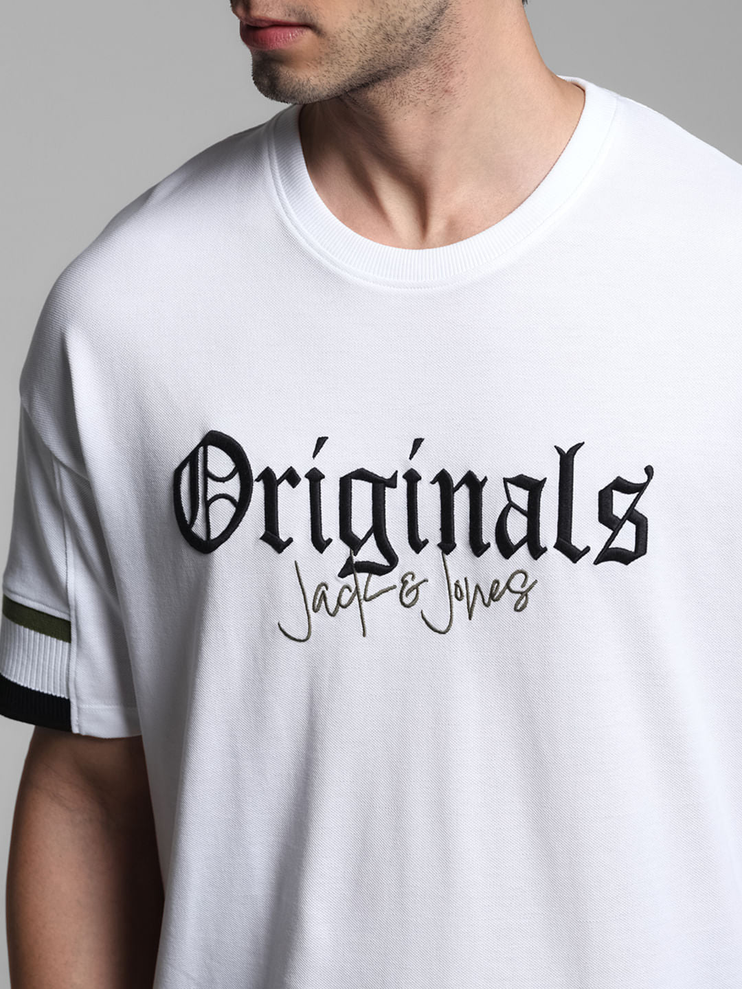 White Printed Drop Shoulder T-shirt