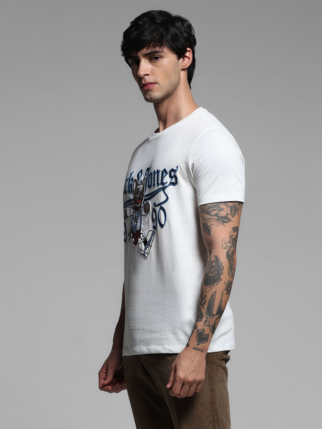 White Printed Cotton T-shirt