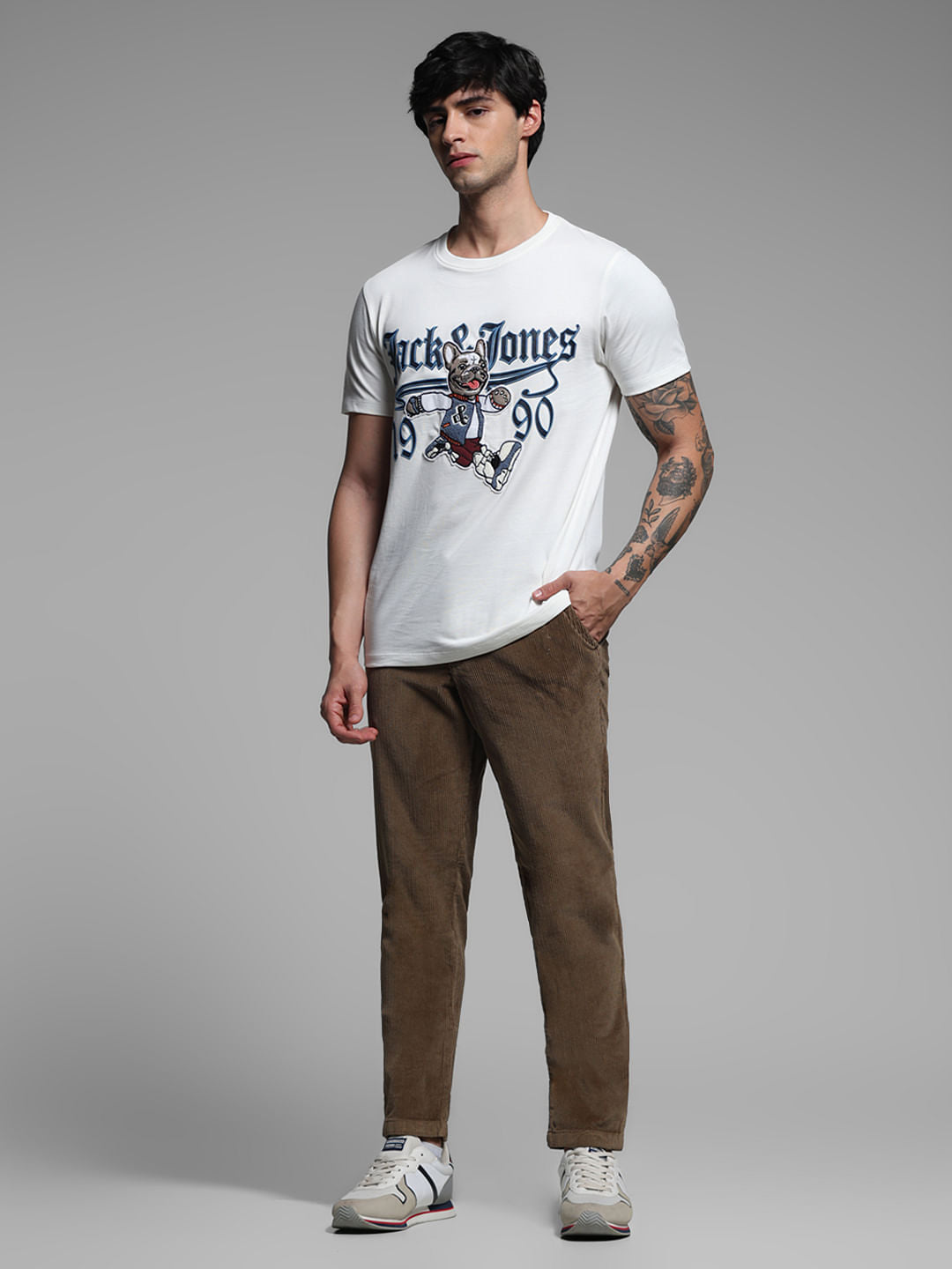 White Printed Cotton T-shirt