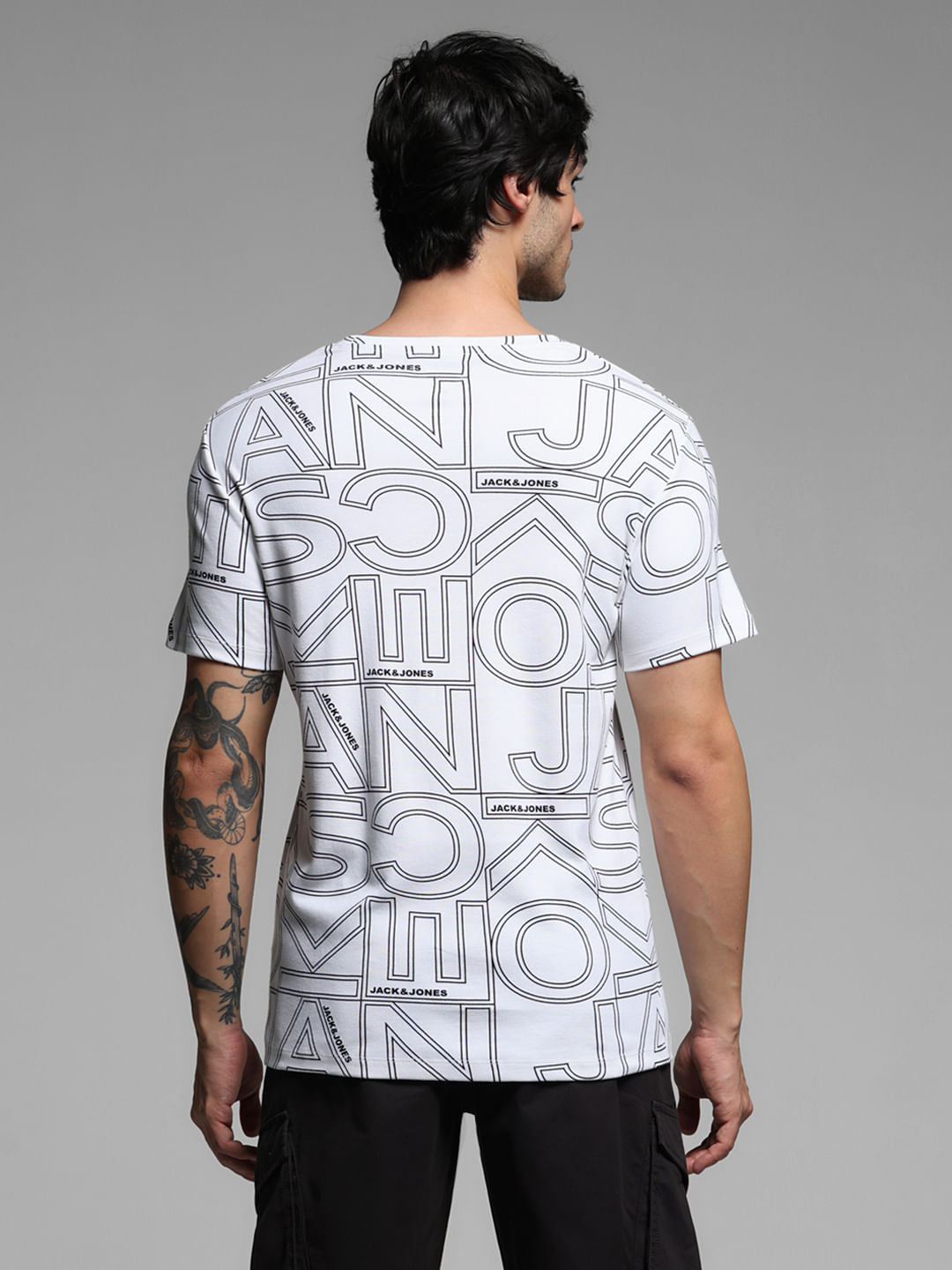 White Typographic Print Crew Neck T-shirt
