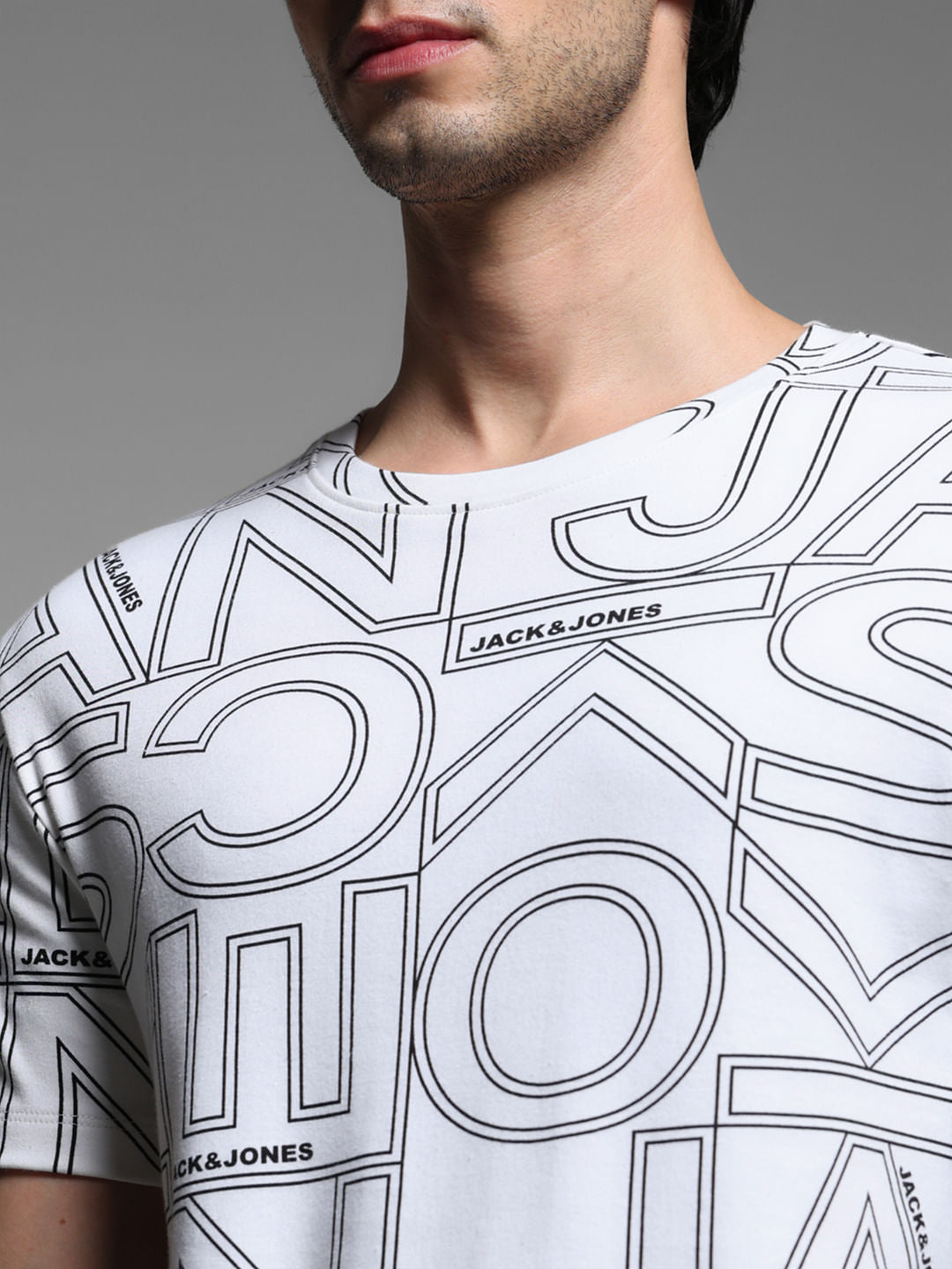 White Typographic Print Crew Neck T-shirt