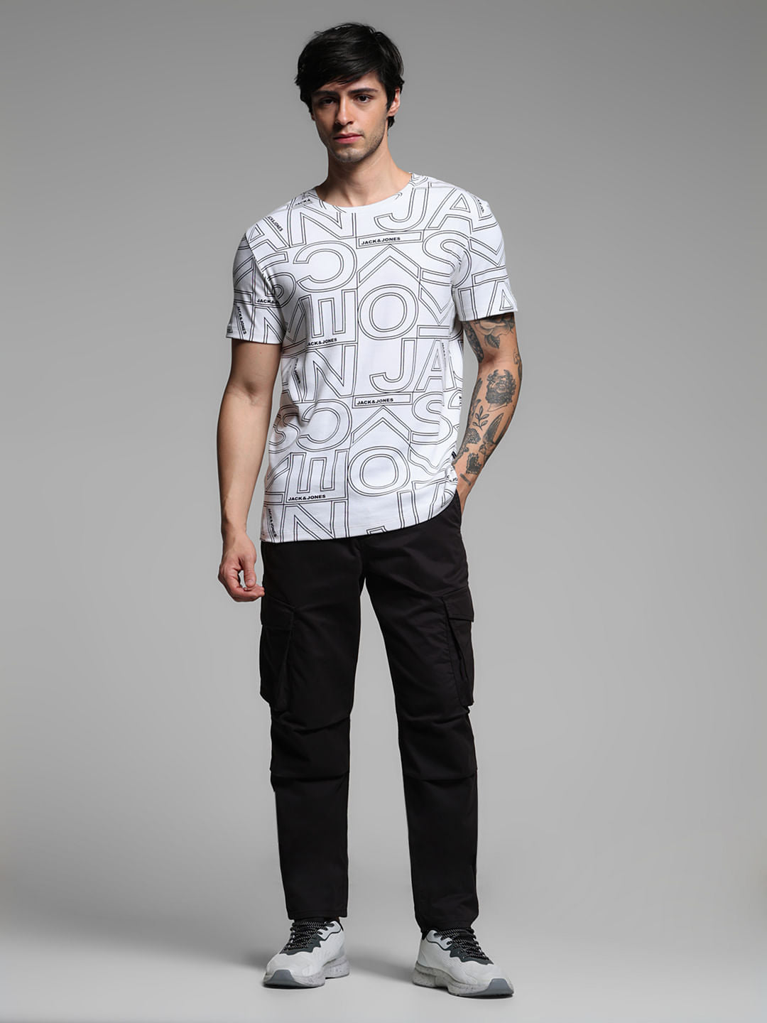 White Typographic Print Crew Neck T-shirt