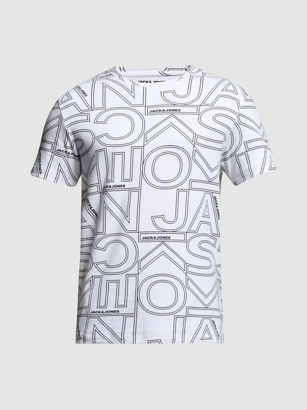 White Typographic Print Crew Neck T-shirt