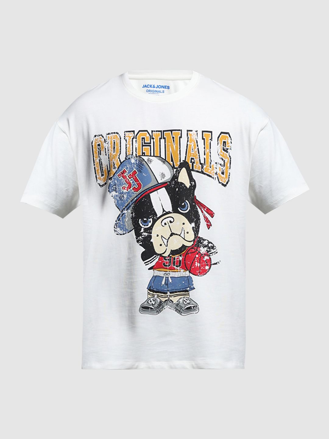 White Printed Drop Shoulder T-shirt