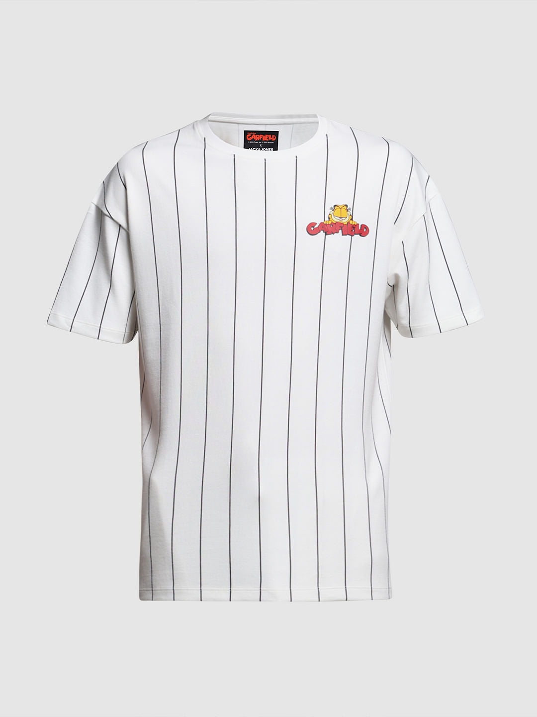JACK&JONES X GARFIELD White Striped Co-ord Set T-Shirt