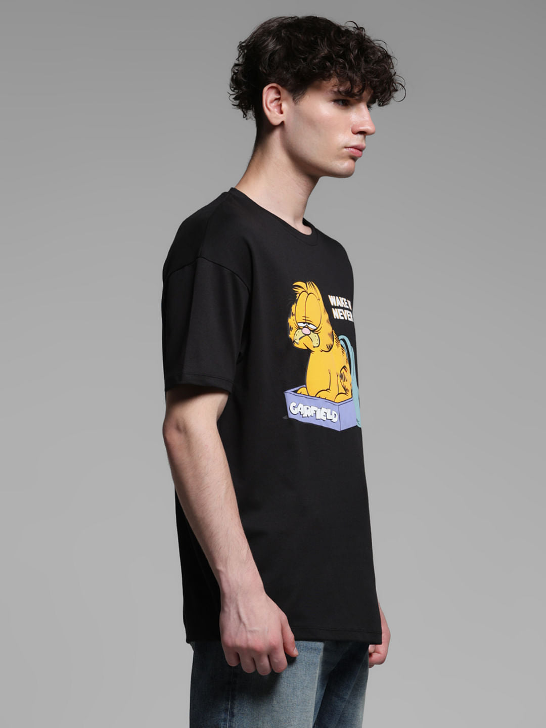 JACK&JONES X GARFIELD Black Graphic Print Boxy Fit T-Shirt