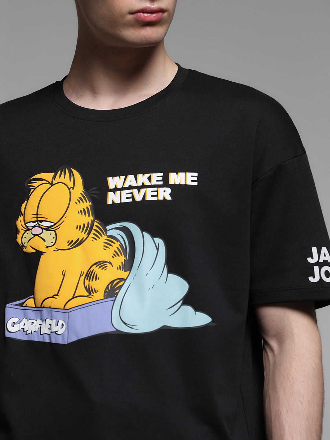 JACK&JONES X GARFIELD Black Graphic Print Boxy Fit T-Shirt