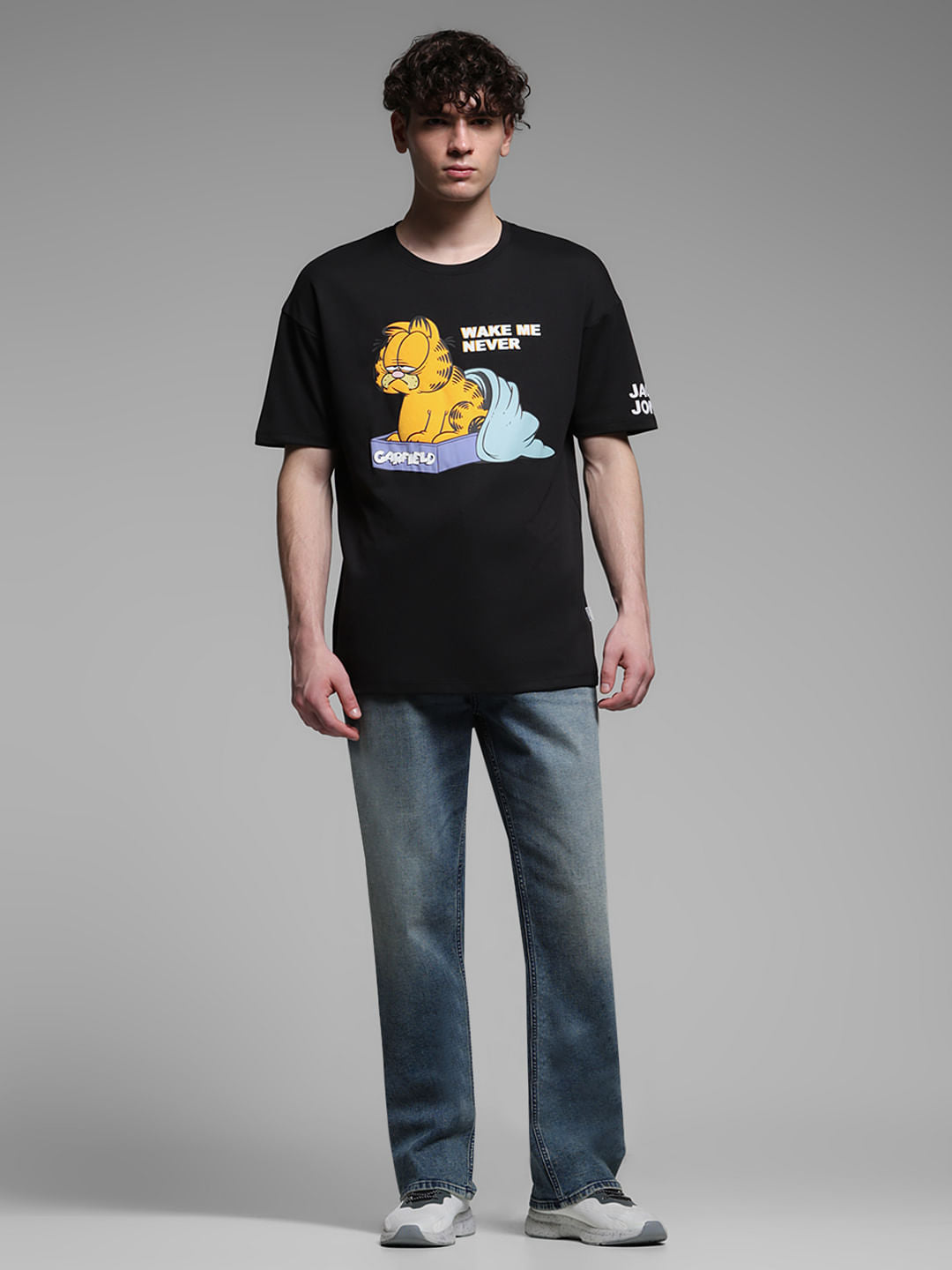 JACK&JONES X GARFIELD Black Graphic Print Boxy Fit T-Shirt