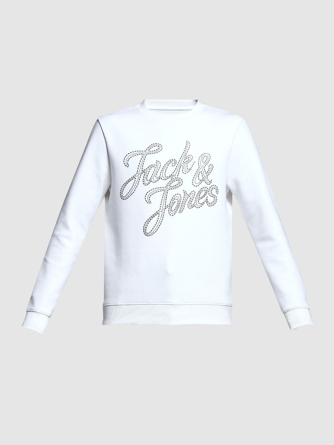 White Embellished Text Sweatshirt