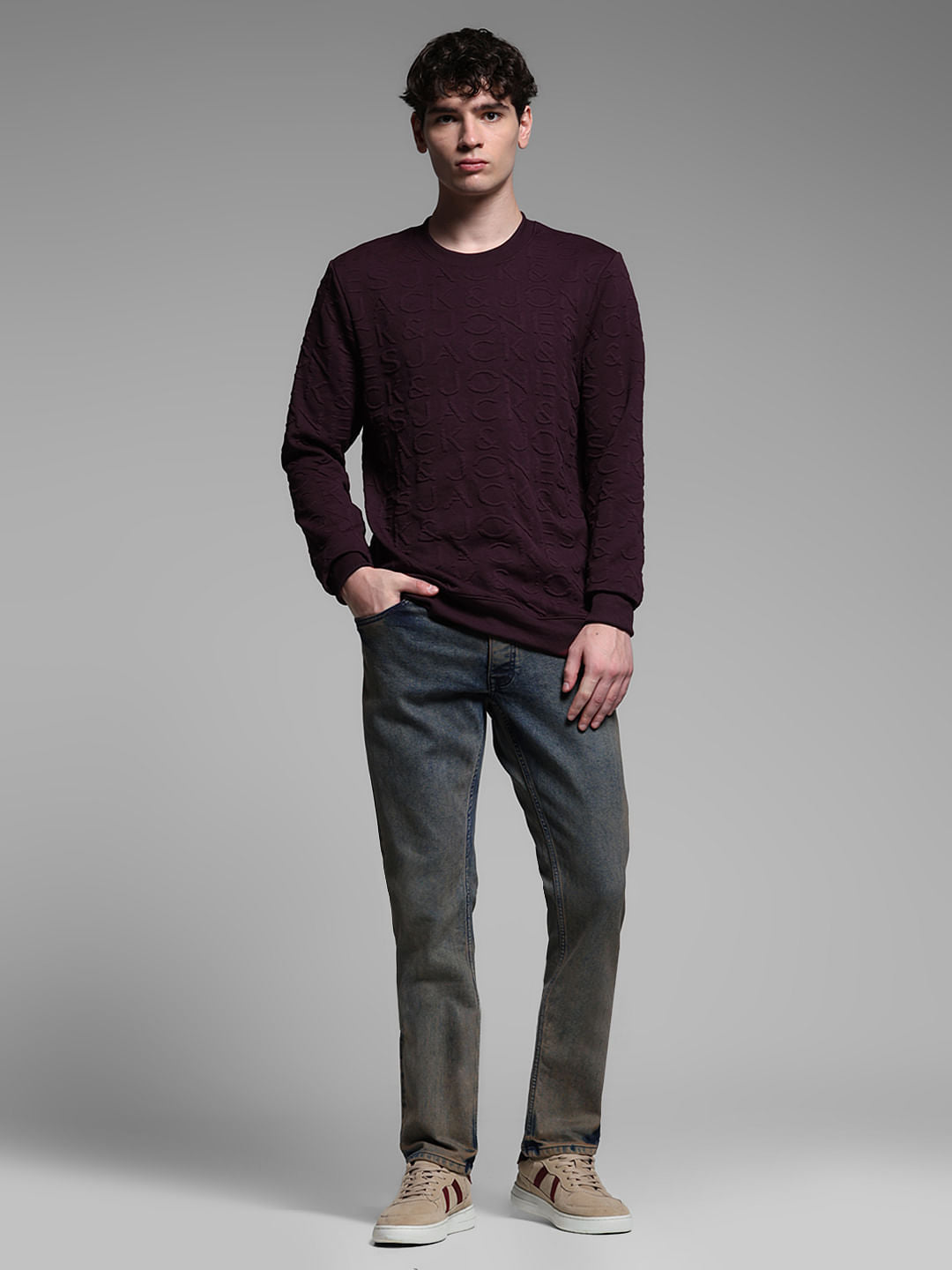 RED LOGO PRINT SWEATSHIRT