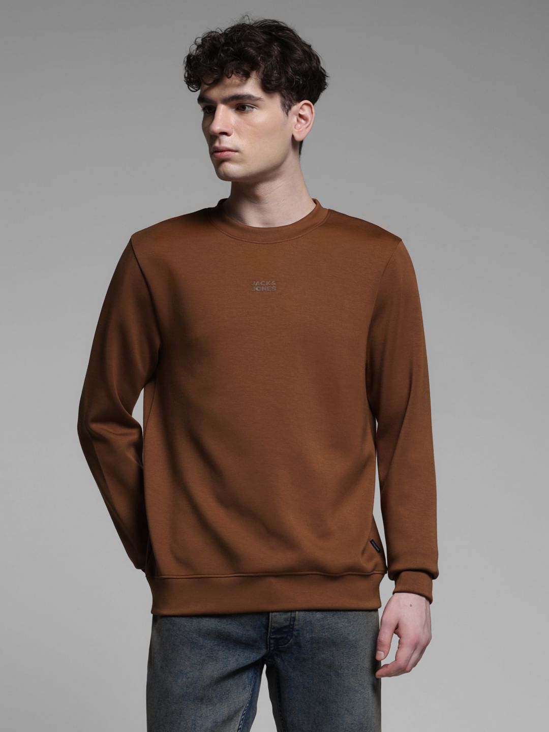 BROWN LOGO PRINT SWEATSHIRT