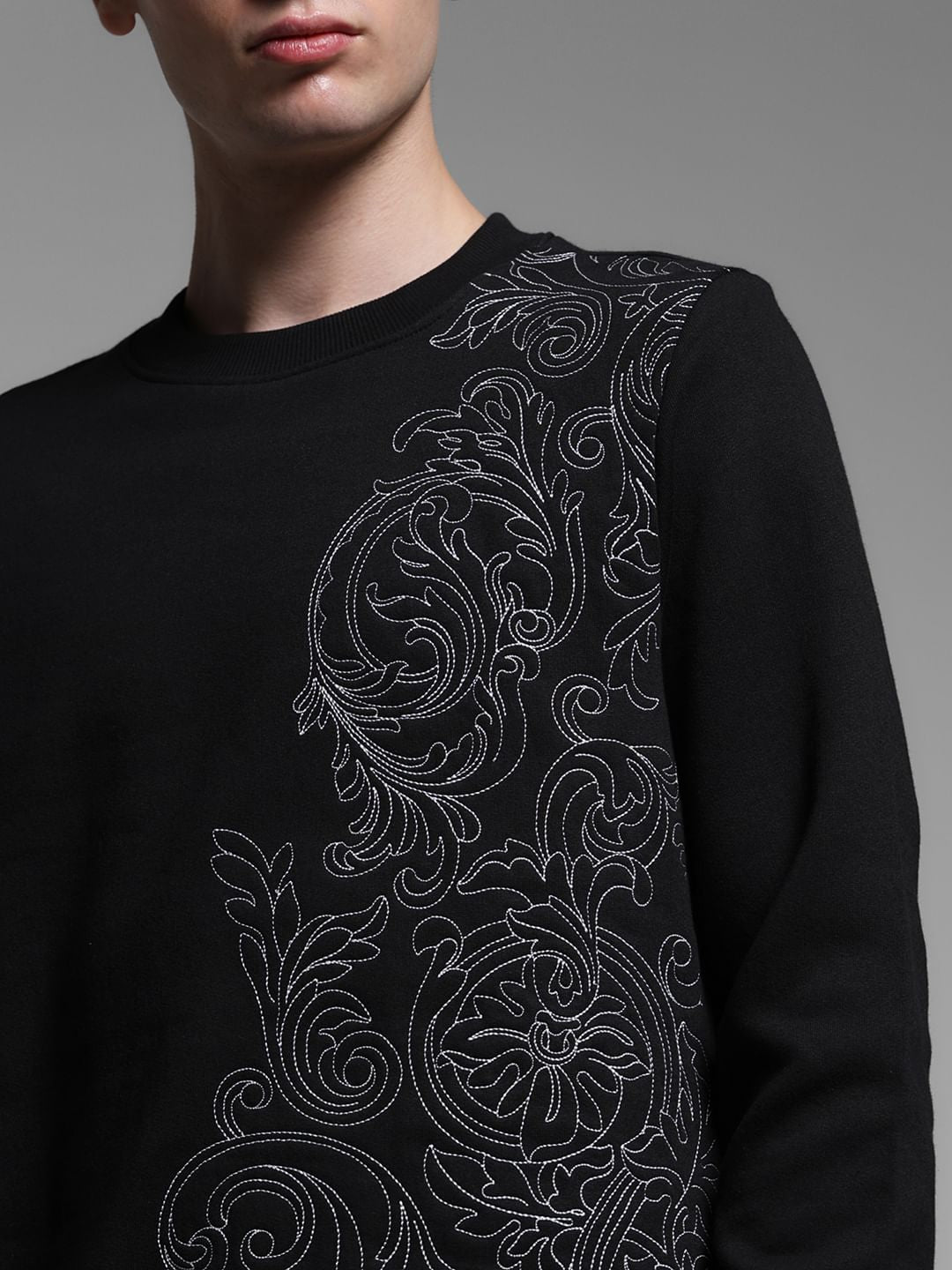 Black Embroidered Sweatshirt