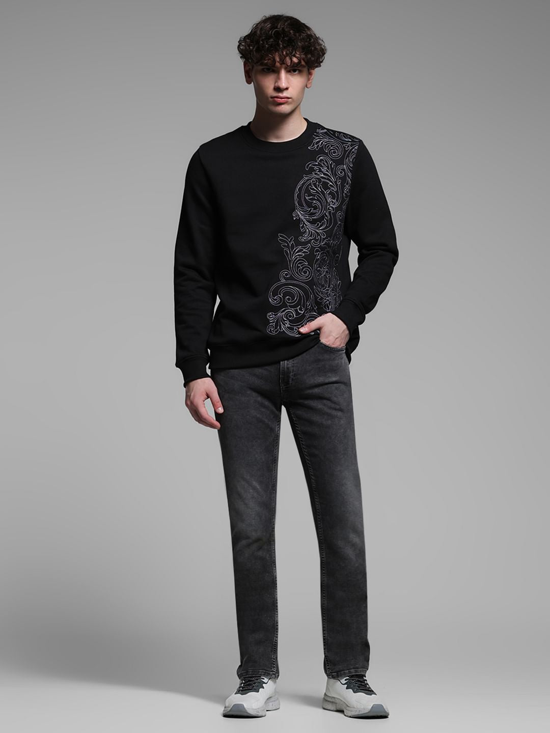 Black Embroidered Sweatshirt