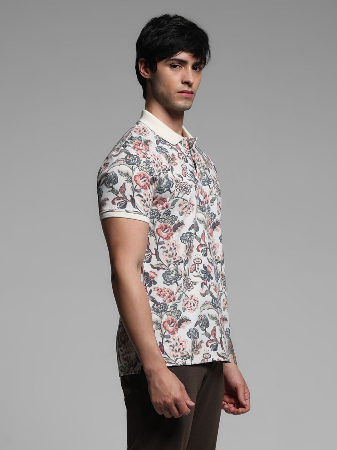 White Floral Polo T-shirt