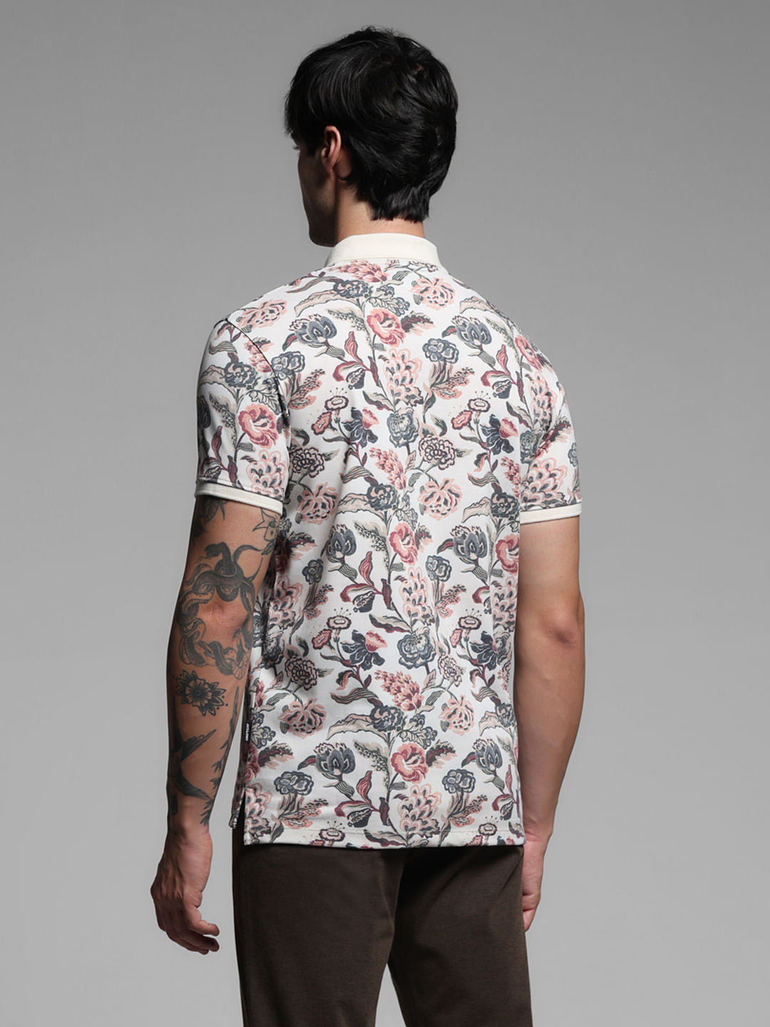 White Floral Polo T-shirt