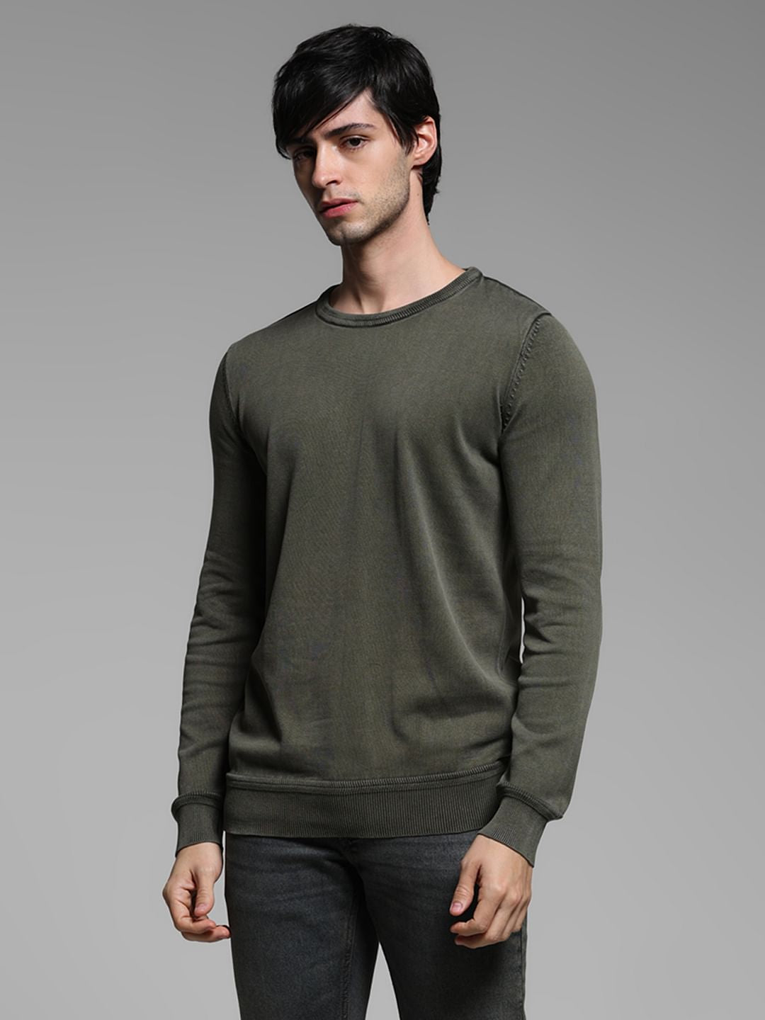 Green Knitted Cotton Pullover