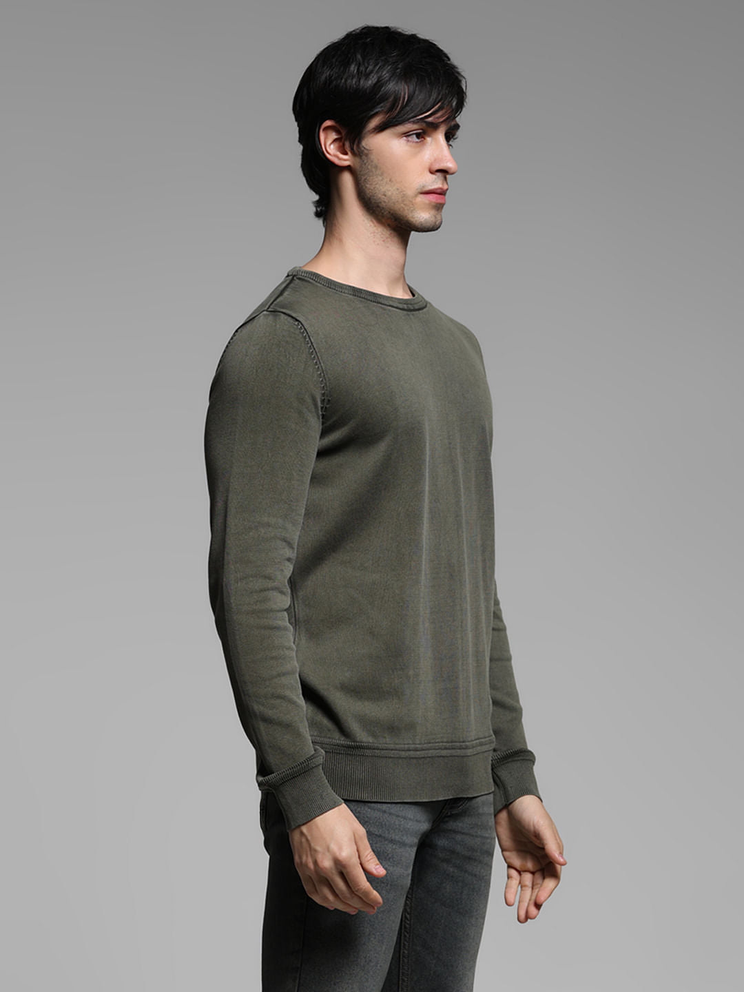 Green Knitted Cotton Pullover