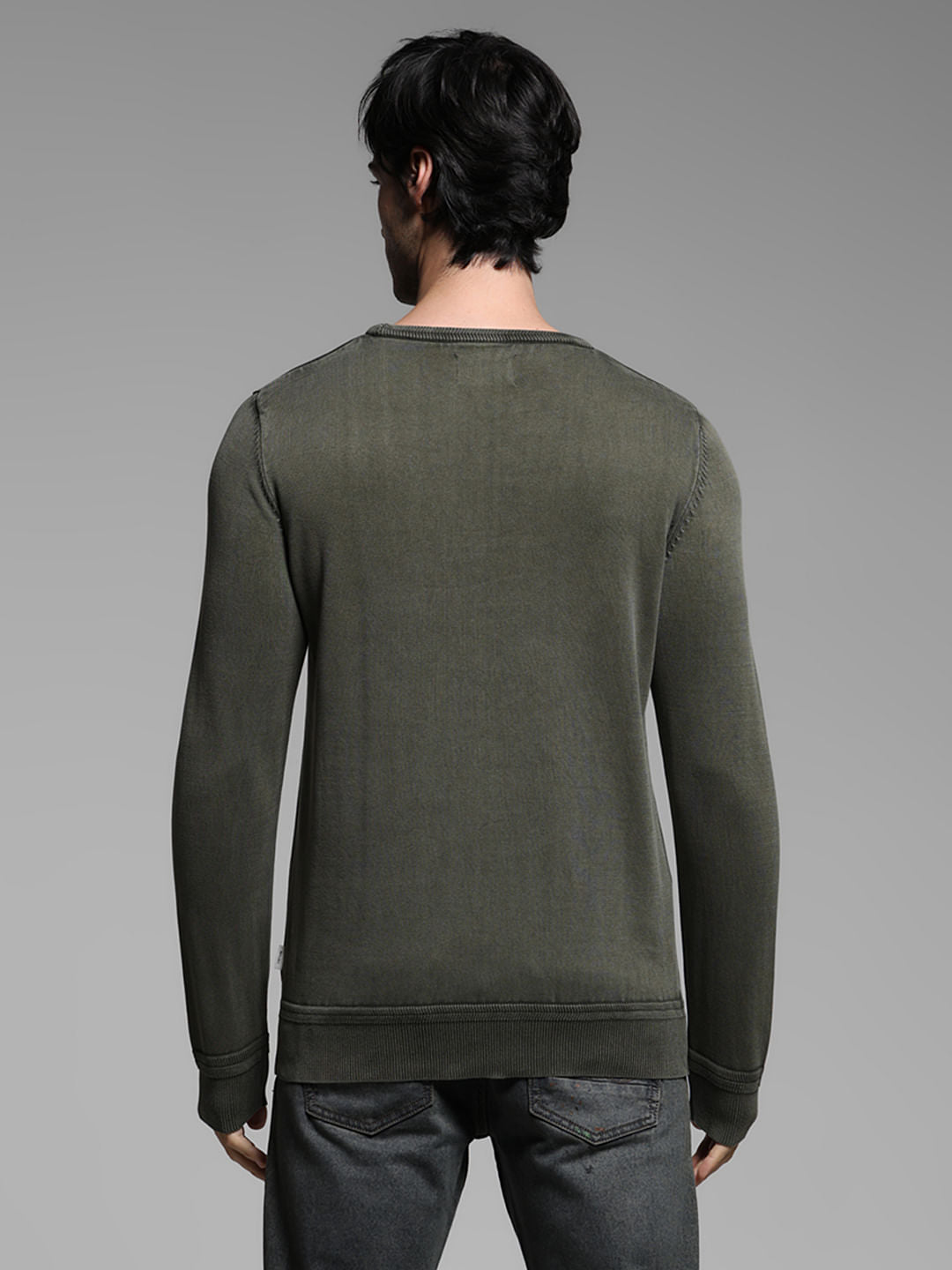 Green Knitted Cotton Pullover
