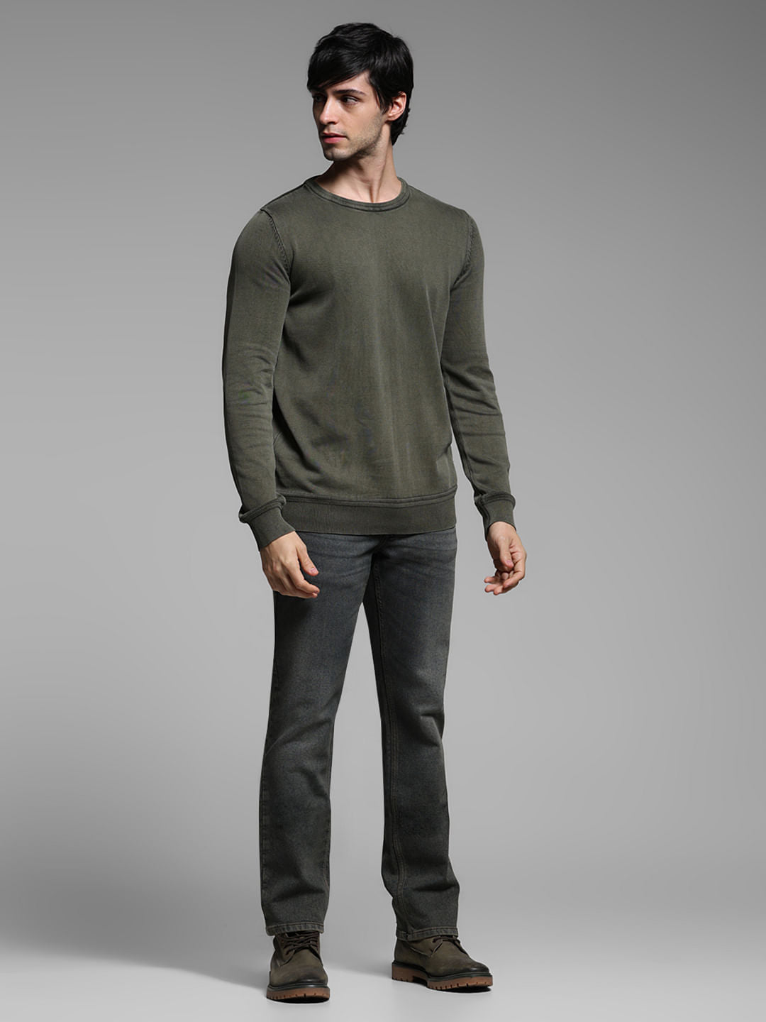 Green Knitted Cotton Pullover