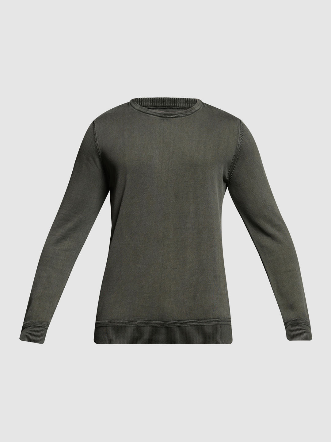 Green Knitted Cotton Pullover