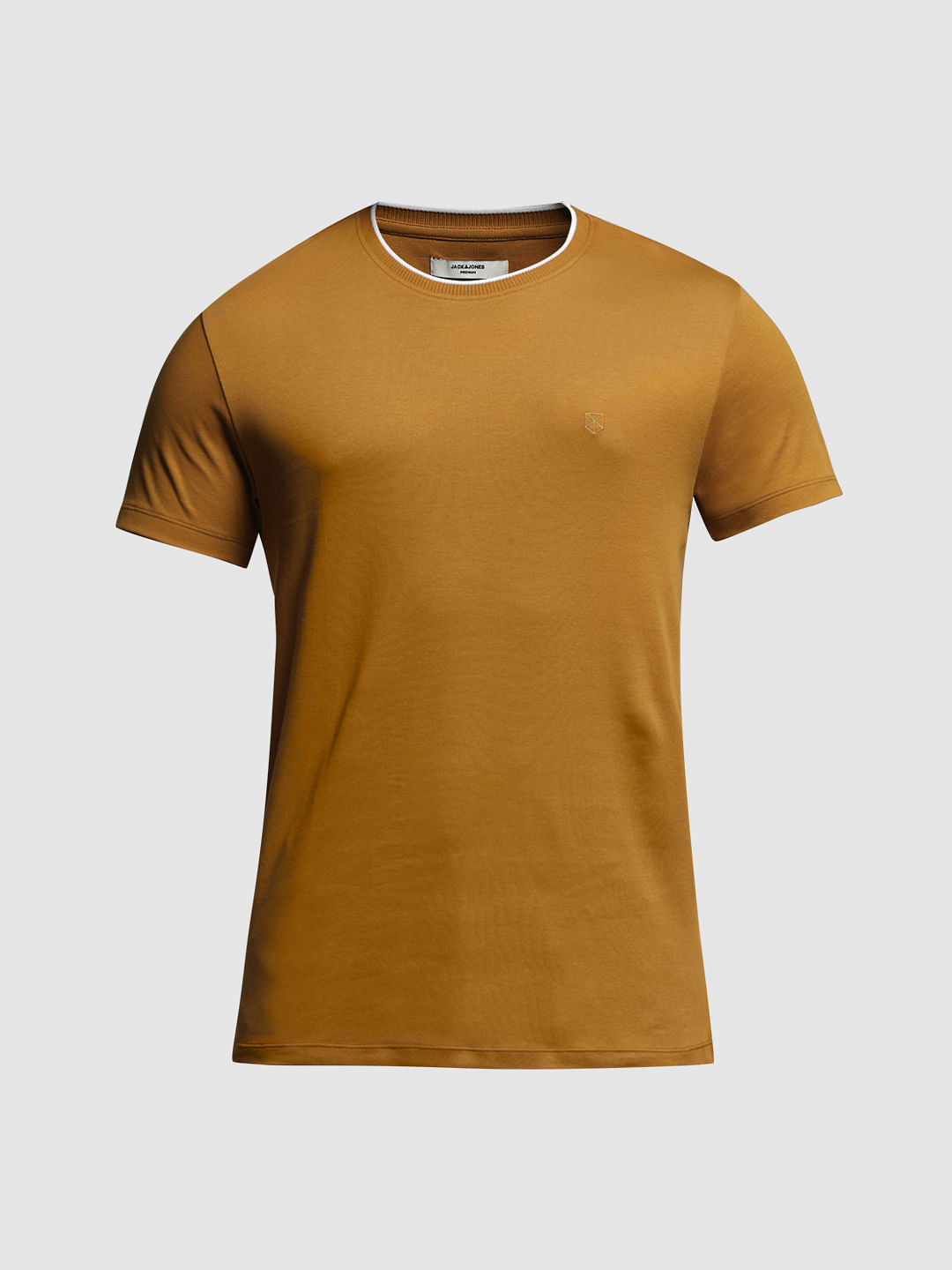 Brown Cotton Crew Neck T-shirt