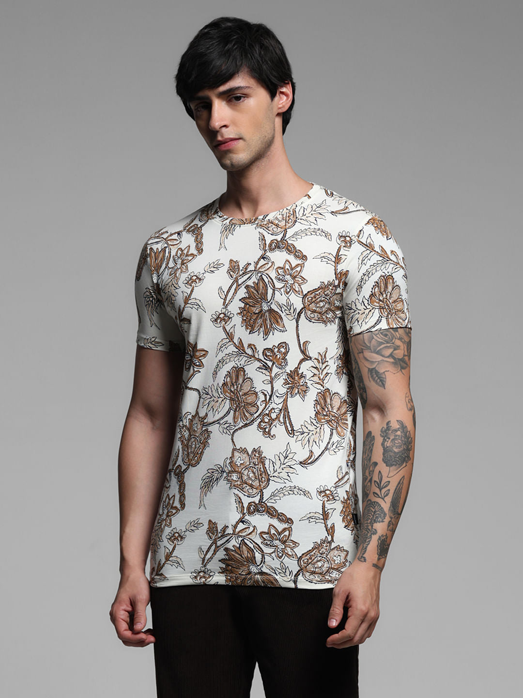 White Printed Crew Neck T-shirt