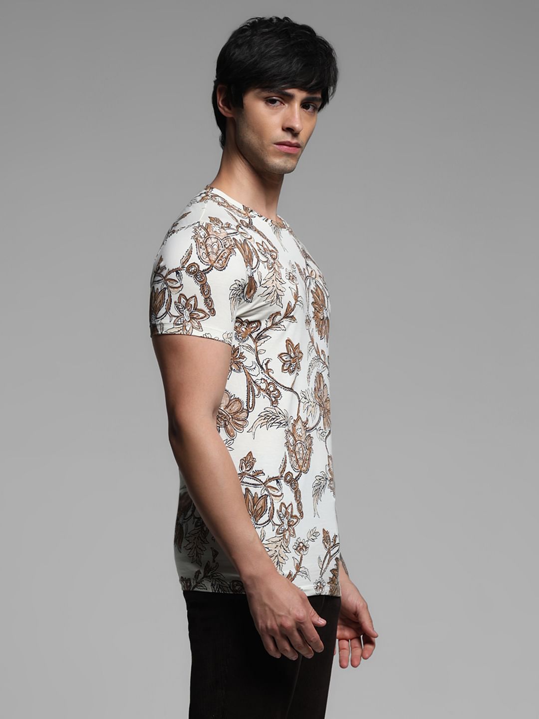 White Printed Crew Neck T-shirt