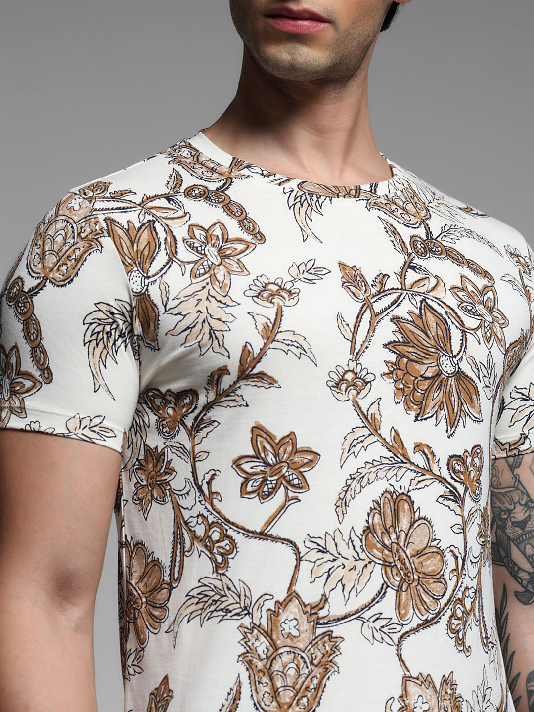 White Printed Crew Neck T-shirt