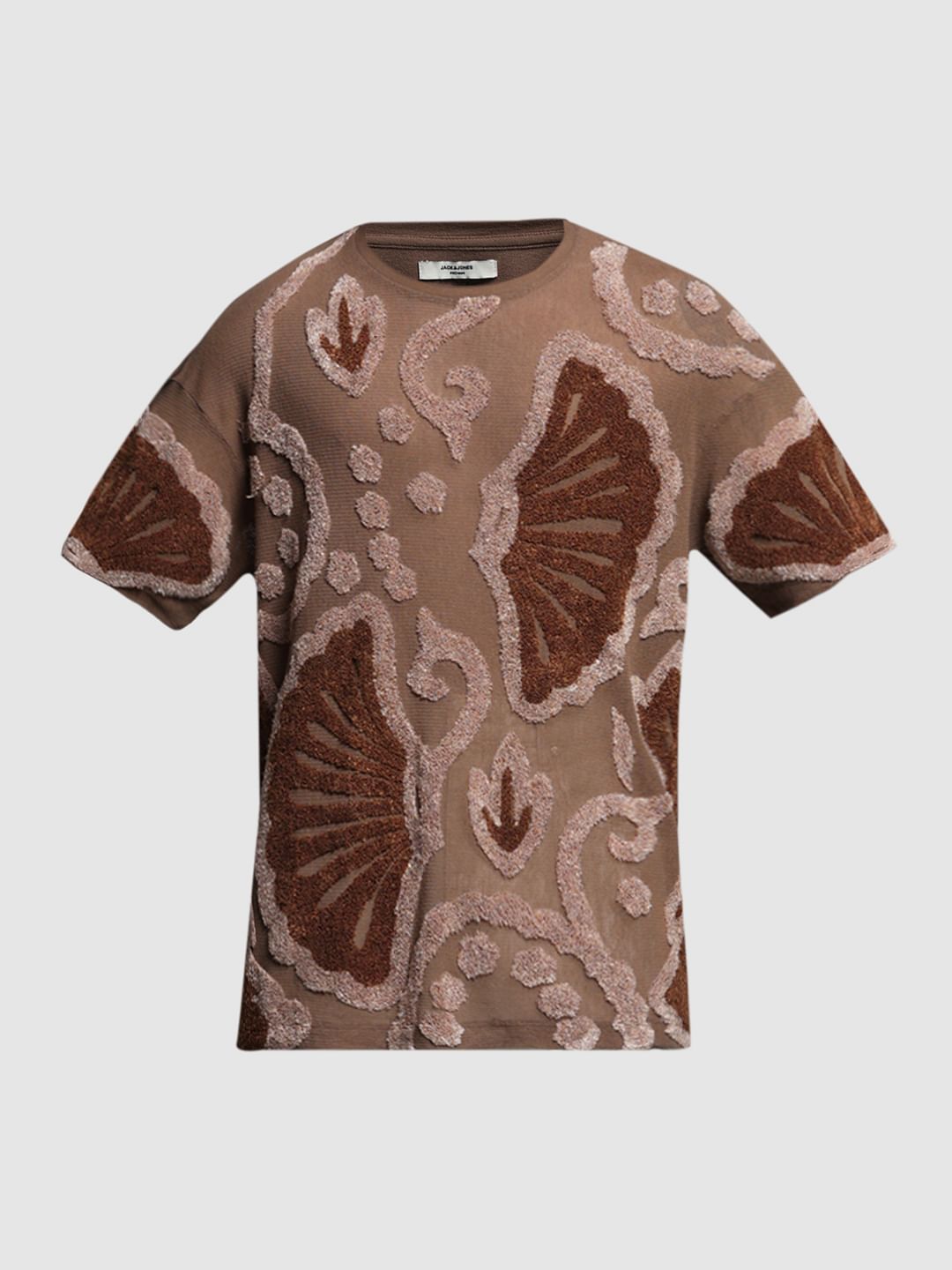Brown Printed Oversized T-shirt
