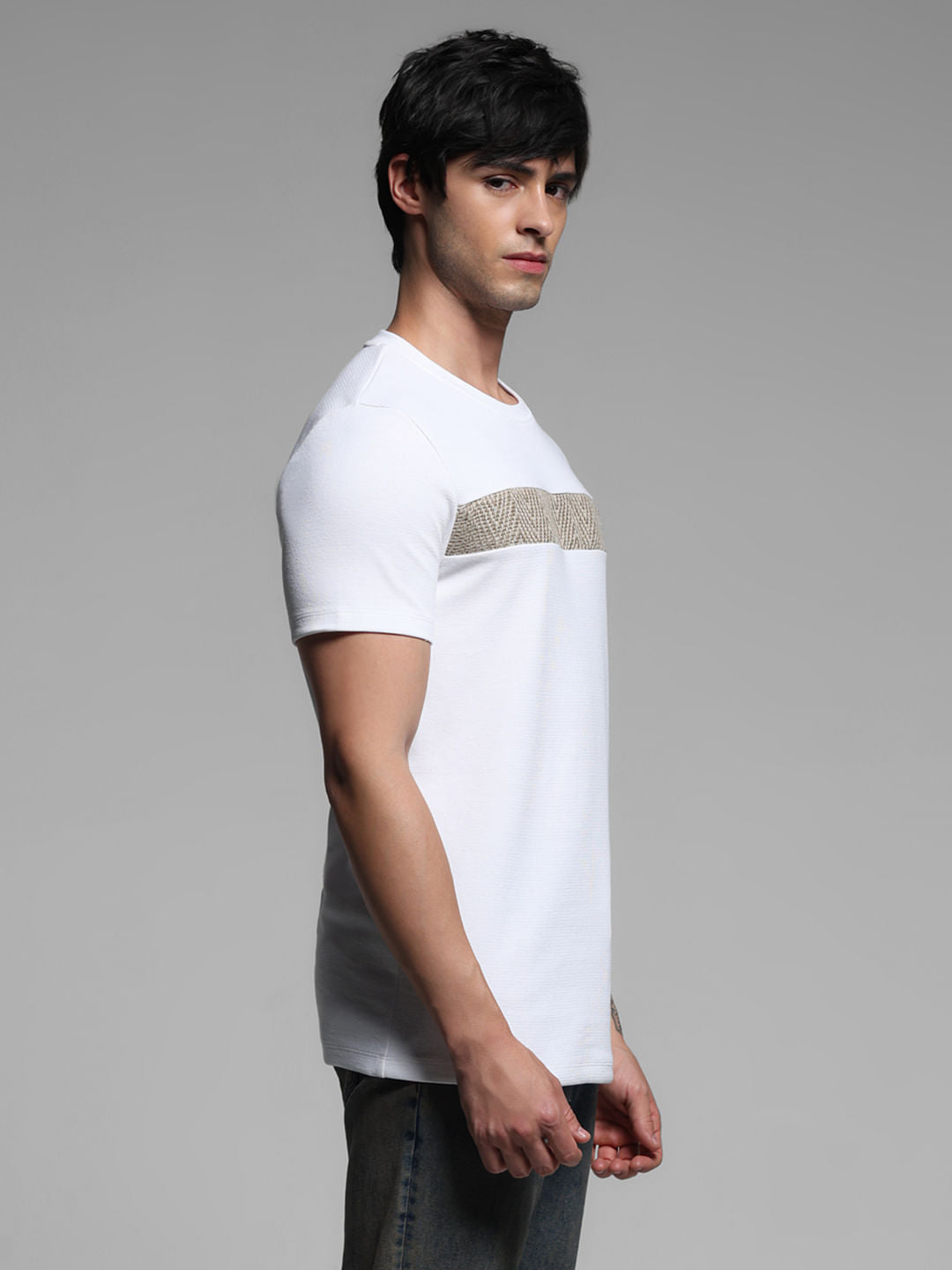 White Crochet Patch Detail T-shirt