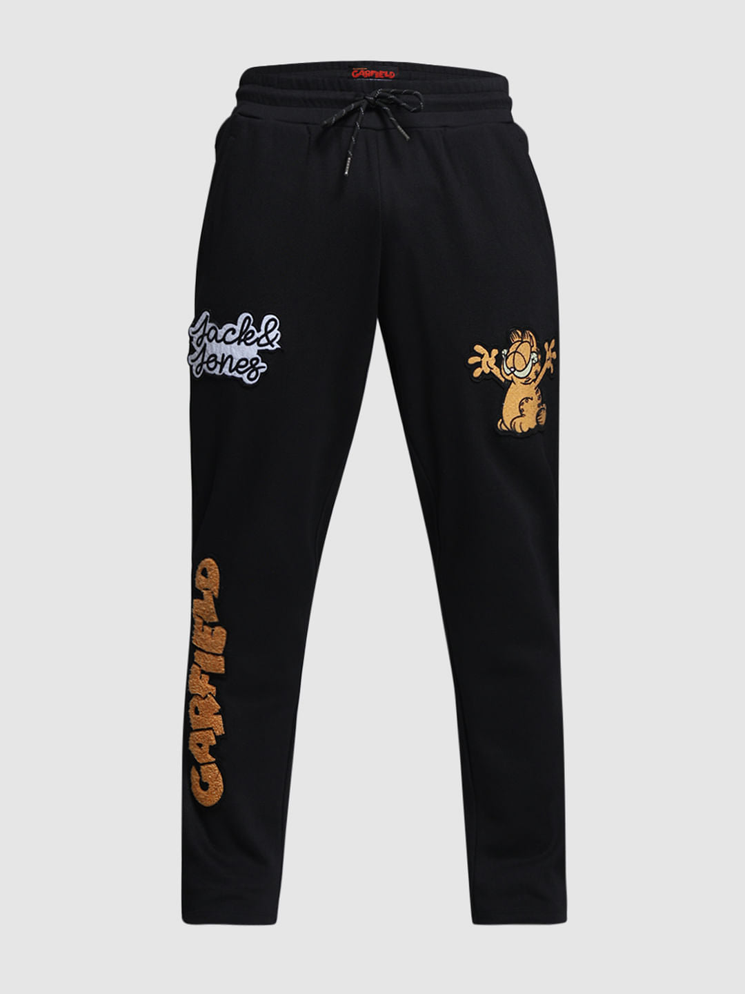 X GARFIELD Black Applique Printed Sweatpants