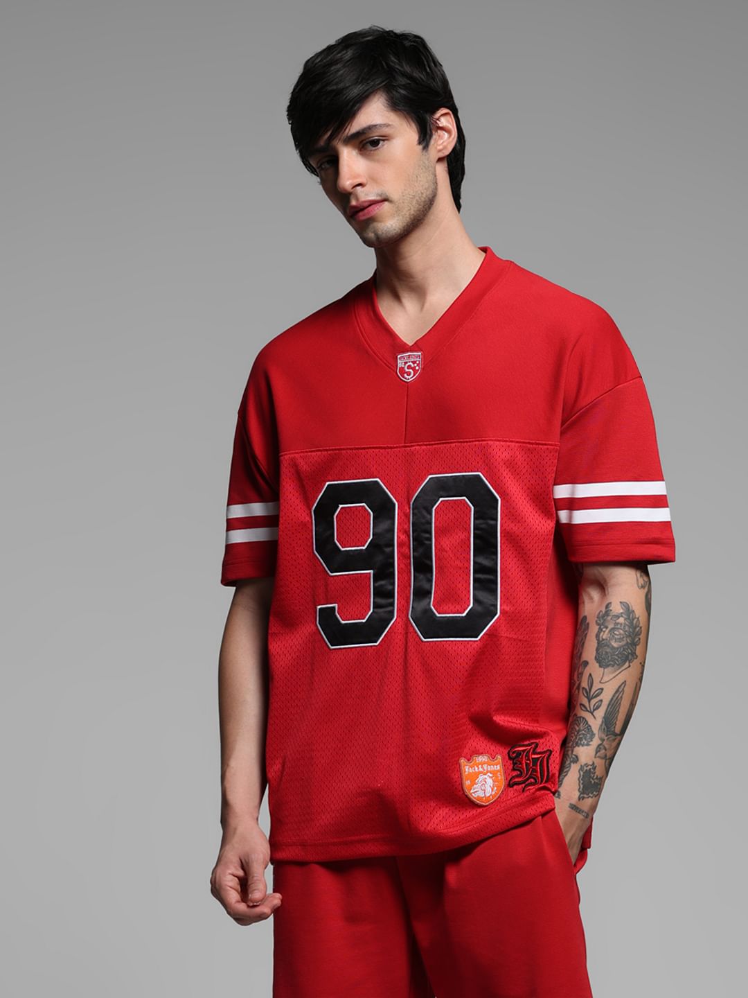 Red Varsity Print Co-ord Set T-shirt