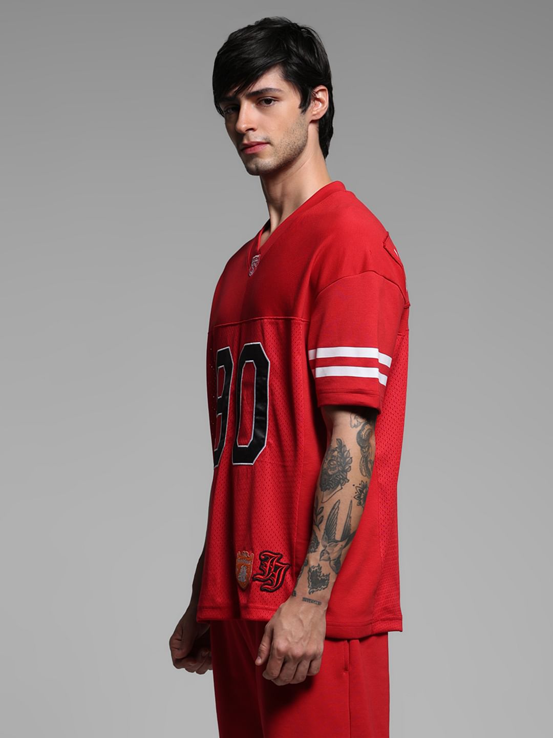 Red Varsity Print Co-ord Set T-shirt