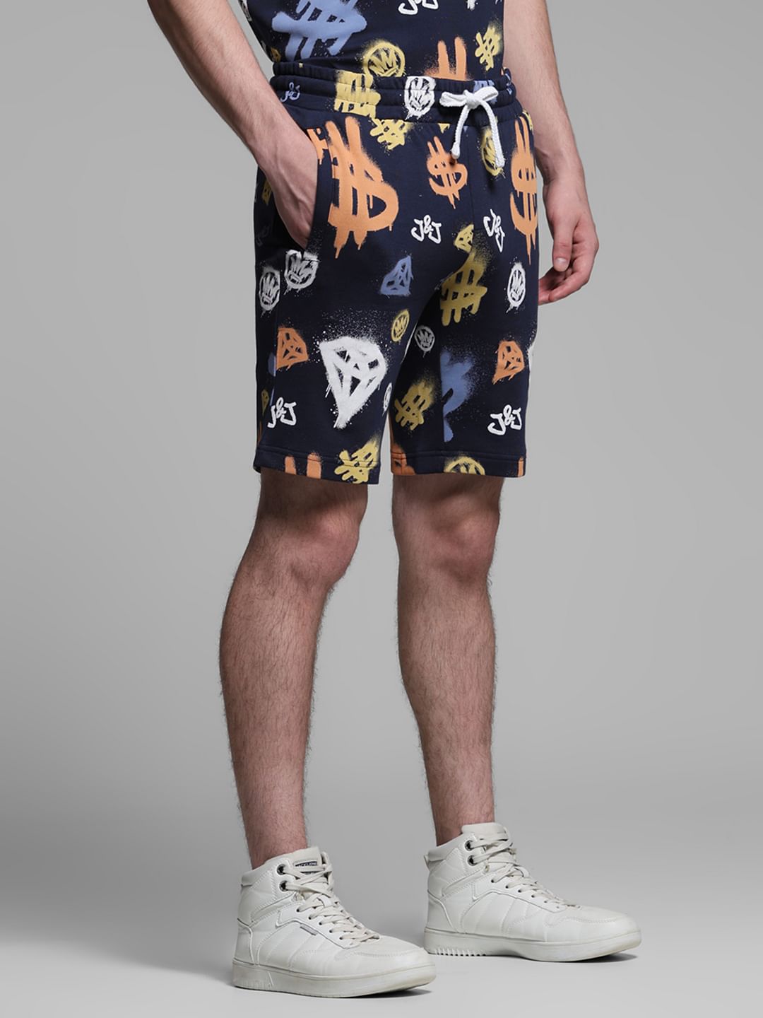 Blue Printed Co-ord Set Sweatshorts