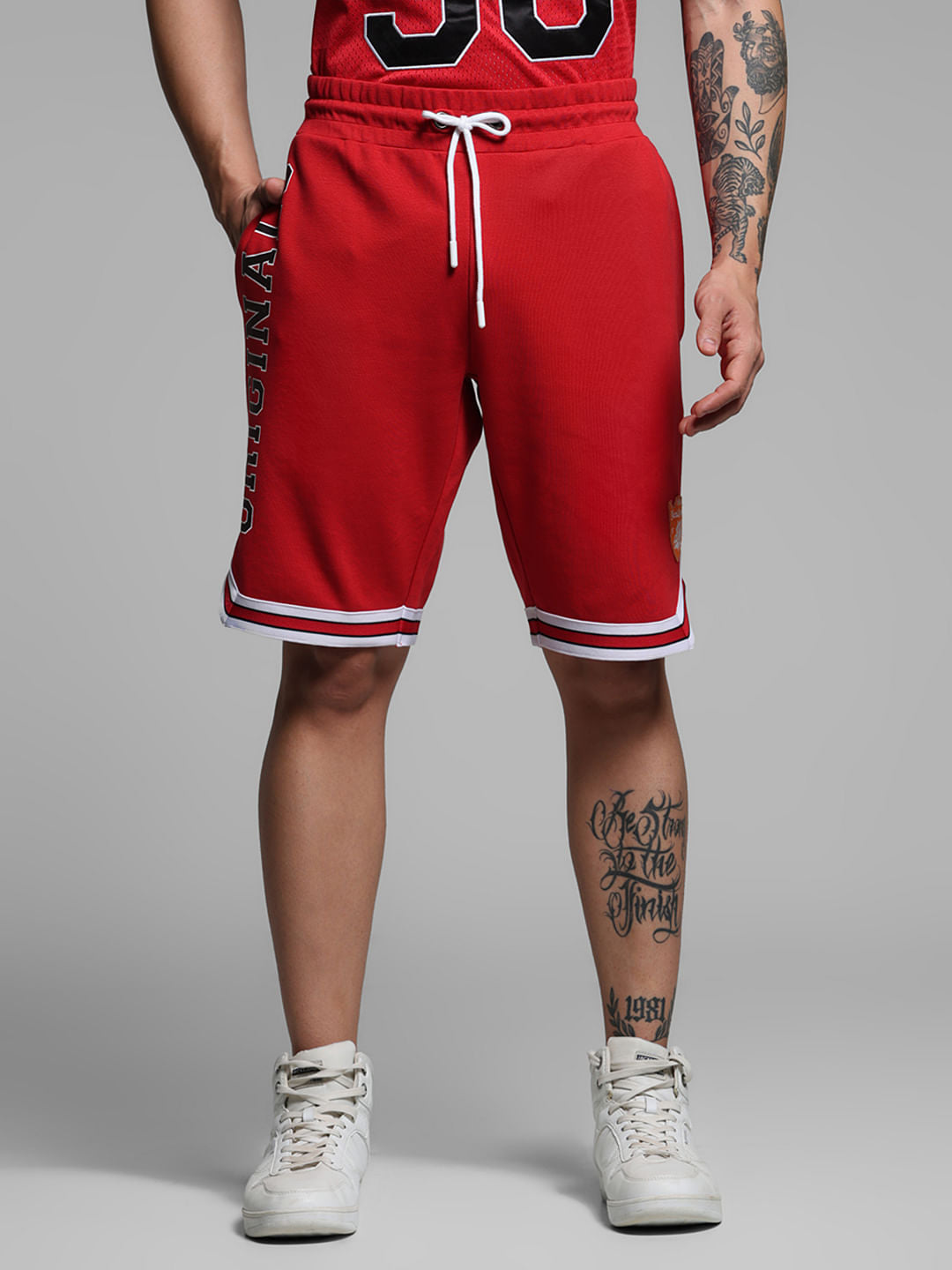Red Varsity Co-ord Set Shorts