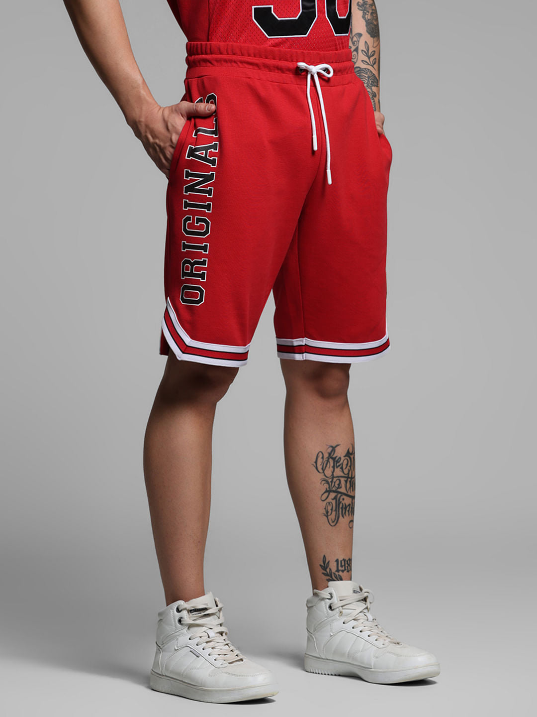 Red Varsity Co-ord Set Shorts