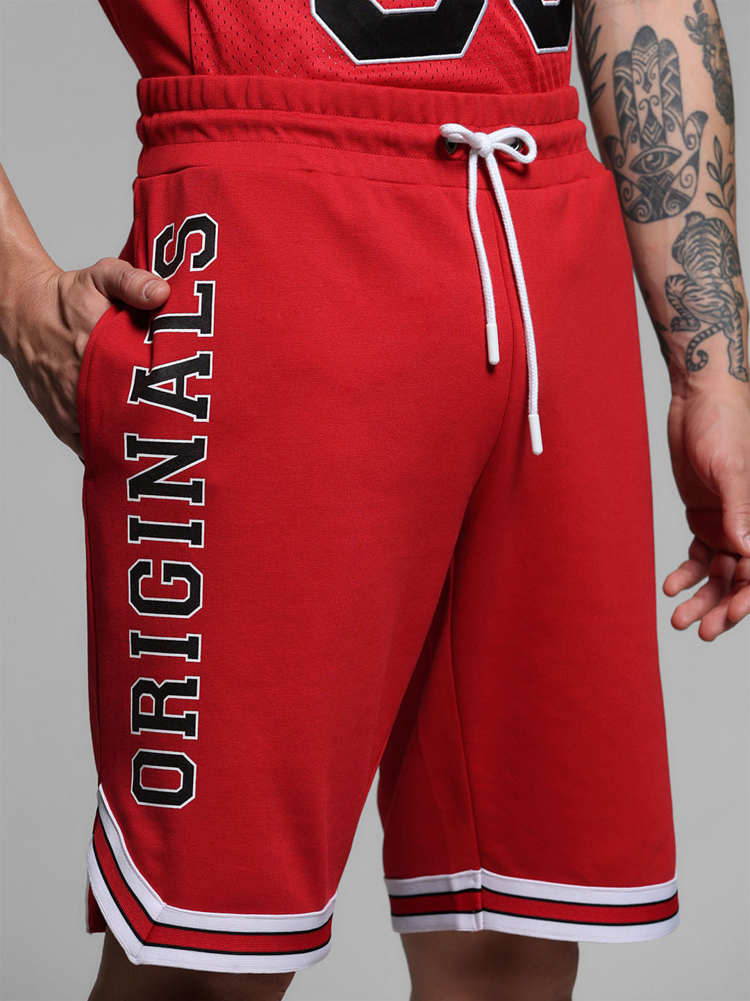 Red Varsity Co-ord Set Shorts