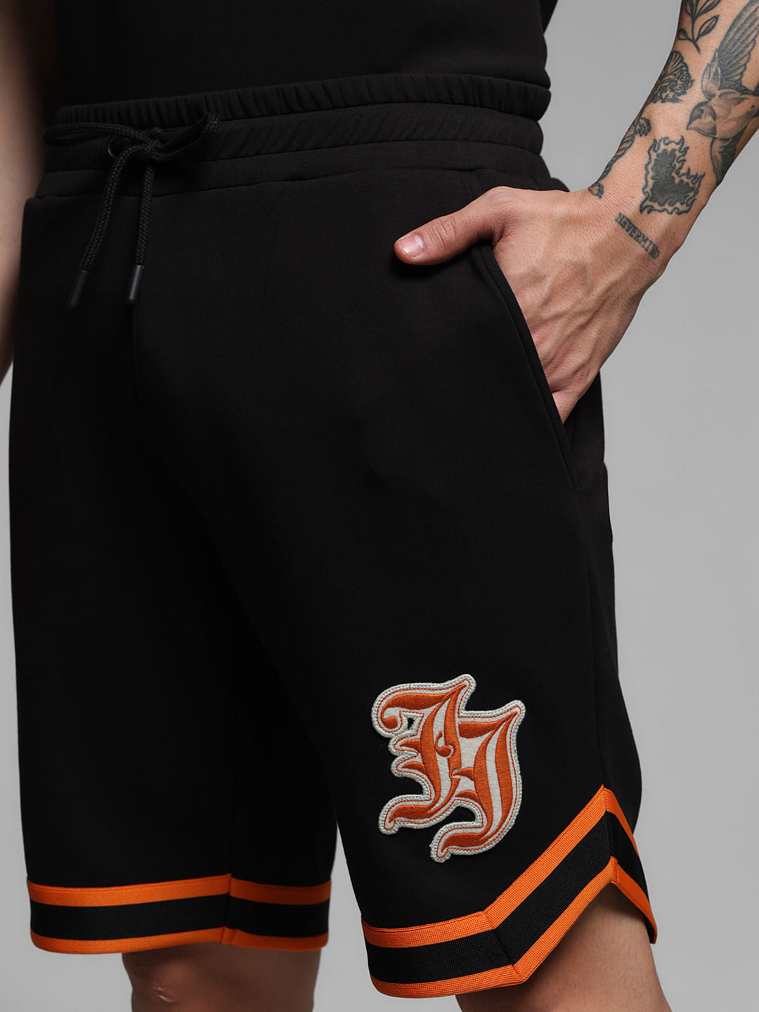Black Varsity Co-ord Set Shorts