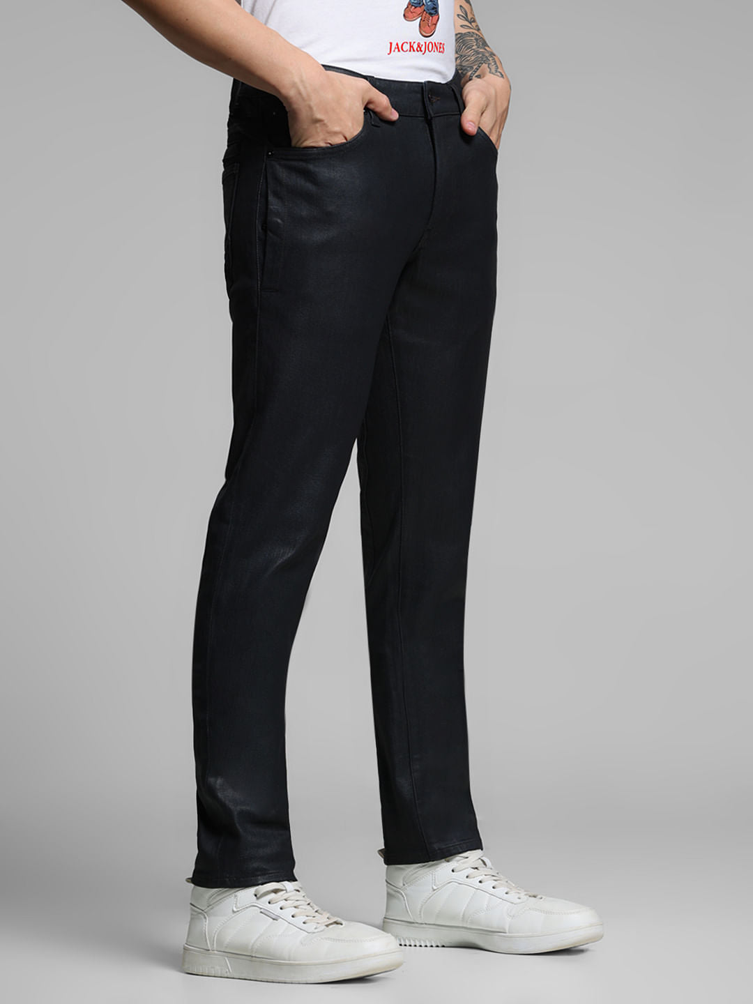 Black Mid Rise Clark Regular Fit Jeans